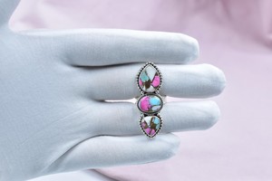 Anillo ajustable hecho a mano de algodón caramelo Dahlia de plata esterlina para mujer con diseño floral único - Product Image 6