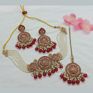 Élégant collier ras du cou plaqué or serti de pierres de cristal et de perles pour femmes, bijoux de mariage et de fête - Product Image 3