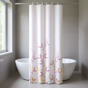 FLORA Cortina de ducha de tela rosa y amarilla TTE 1320 2430 Gedy (240x200cm) - Product Image 3