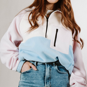 Prendas de abrigo Chaqueta de retazos Hombre Media cremallera Bloque de color Polar Chaqueta de bolsillo de lana en invierno - Product Image 4