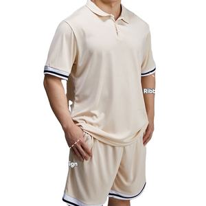 Ensemble T-shirt polo et short tendance pour homme, 200 GSM, coton et polyester, tenue décontractée d'été, streetwear, mode personnalisée - Product Image 5