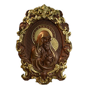 Placa <span class=keywords><strong>de</strong></span> Pared Tallada a Mano <span class=keywords><strong>de</strong></span> la Virgen María y el Niño con Borde Dorado <span class=keywords><strong>Barroco</strong></span> |   Decoración Religiosa <span class=keywords><strong>de</strong></span> Madera - Product Image 2