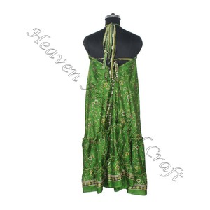 Hippie Boho golpeó verano vestidos de seda para las mujeres ropa Vintage de seda Sari vestido largo - Product Image 4