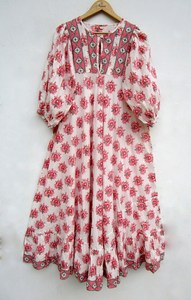 Robe de Cocktail modeste à col en v pour femmes manches courtes et coupe ample tissu rayonne caftan gitane bouton décoration Tie Dye Style - Product Image 6