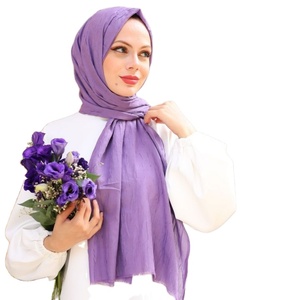 <b>Women</b> Hijab Scarf Cotton <b>Shawl</b> Traditional Islamic Clothing Muslim Woman Clothing Single Color Spring 75*180 Cm 250 Pieces - Product Image 1