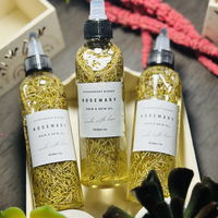 Huile de croissance capillaire artisanale à base de plantes, végane, à l'olive, au jojoba, au ricin, au romarin, à l'avocat et à la menthe poivrée pour hommes