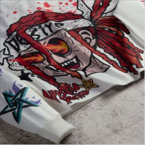 Sudadera con Capucha y Cordón Ajustable, Lavada al Ácido, Hecha a Medida |   100% Algodón, Ropa de Calle Vintage de Invierno, Estampado Gráfico, Apliques Bordados, Sólido - Product Image 3