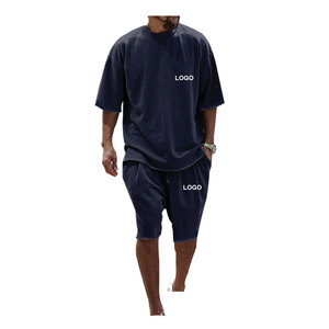 Vente en gros de logo personnalisé ensemble de shorts pour hommes Streetwear unisexe t-shirt et short ensemble deux pièces mode pour hommes - Product Image 6