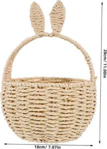 Cesta de Pascua de Mimbre Hecha a Mano con Forma de Conejo y Asa |   Maceta Decorativa de Paja Tejida |   Canasta de Regalo con Conejito para Fiestas Infantiles - Product Image 3