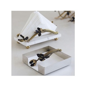 Porte-mouchoirs en marbre et aluminium en acier inoxydable Design différent Ensemble de deux supports de rangement pour serviettes - Product Image 1