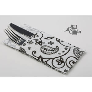 Servilletas de Bolsillo Blancas de 40x40cm con Estampado Cachemir, Corte Point-to-Point, Tipo Kanguro, 960 Unidades, B2B - Product Image 1