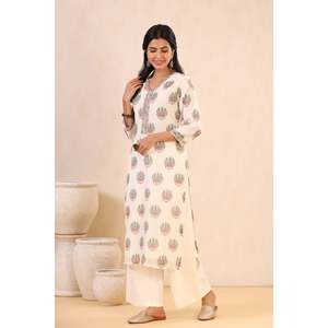 Kurta Midi de Algodón Chanderi con Bordado Floral Chandani Sadaf - Product Image 3