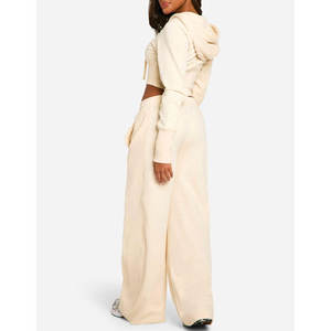 Meilleure vente de survêtements Streetwear 100% coton pour femmes, survêtements décontractés solides, vêtements d'entraînement et de jogging à la mode personnalisés - Product Image 2