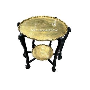 Mesa marroquí de latón puro chapado en oro de gran tamaño, patas de Color negro, muebles de diseño maravilloso para el hogar y la sala de estar, mesa de centro - Product Image 1