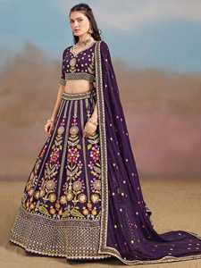 Ensemble ethnique indien prêt-à-porter brodé Lehenga Choli cousu pour filles et femmes - Product Image 3