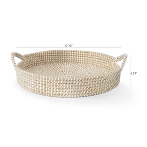 Hot Selling Manufacturer Natural Coiled Seagrass <b>Serving</b> <b>Trays</b> with Handle Custom Handmade Woven Seagrass <b>Serving</b> <b>Tray</b> - Product Image 1