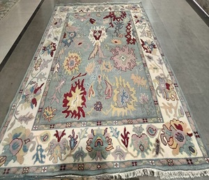 Hermosas Alfombras Oushak Anudadas a Mano, 100% Lana, Pelo en Bucle, Ecológicas, Lavables, Antideslizantes, Suaves para Uso Doméstico y Comercial - Product Image 1