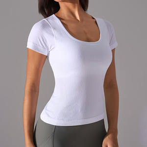 Camiseta Casual de Manga Corta para Mujer, Cuello Cuadrado, Todas las Temporadas, 100% Algodón, Transpirable, 220g, Color Sólido Personalizable - Product Image 2