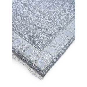 Tapis en laine et viscose noué à la main Aurora gris et noir à motif floral pour usage domestique - SKWV-53 - Product Image 2