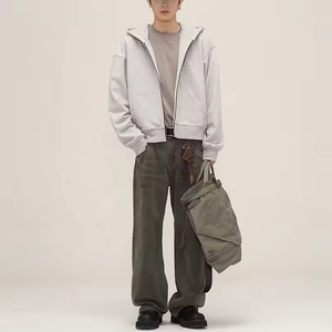 heavyweight 500 gsm blank mens <b>hoodie</b> custom full zipper <b>hoodie</b> manufacturer boxy cropped <b>zip</b> <b>up</b> hoodies - Product Image 3