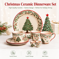 Service de Table Personnalisé Sapin de Noël, Coffret Cadeau de Noël en Porcelaine, Vaisselle de Noël en Céramique