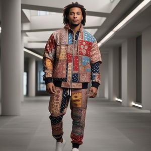 OEM Bandana impreso cremallera chaqueta y pantalón pijama chándal hombres Paisley sublimación deportes Jogging Zip-Up chándal hombres - Product Image 4