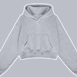 เสื้อครอปแบบมีฮู้ดสำหรับผู้หญิงทรงหลวมเสื้อครอปผ้าคอตตอนโอเวอร์ไซส์ดีไซน์ใหม่ออกแบบได้ตามต้องการ - Product Image 5