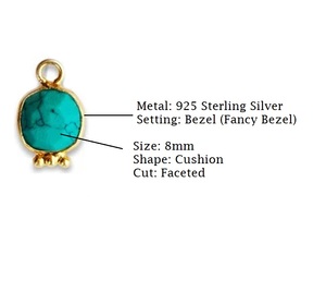 Dijes de bisel de lujo con forma de cojín de zafiro azul teñido - Product Image 2