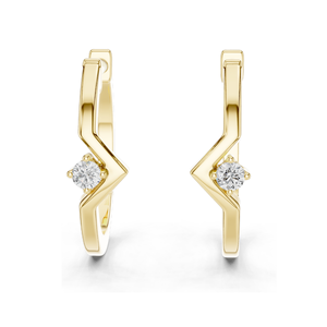 Boucles d'oreilles créoles en diamant de laboratoire 0,04 CT, Moissanite VVS-VS-EF, Or 18 carats, 14 carats, 10 carats et Argent 925, Or rose, Or jaune, Or blanc - Product Image 1