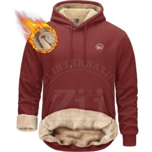 Vente chaude sur mesure hommes 100% coton hiver sweats à capuche chaud épais doublé polaire léger respirant Style français - Product Image 1