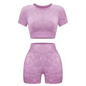 Conjunto de Shorts de Yoga Sólidos para Mujer, Ropa Deportiva de Alta Calidad, Gimnasio, Fitness, Cintura Elástica, Spandex/Nailon, Secado Rápido - Product Image 2