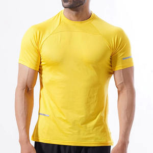 T-shirt d'été en maille de fitness à motif solide pour hommes 280 grammes tricoté en polyester/coton Design formel - Product Image 2