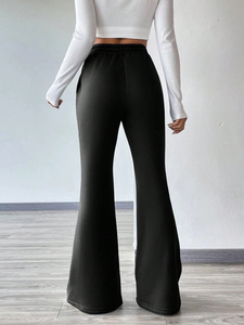 Pantalons évasés à taille haute pour femmes en gros, pantalons de jogging, taille haute, respirants, décontractés, hiver, uni, teinture unie, pantalons de survêtement - Product Image 2