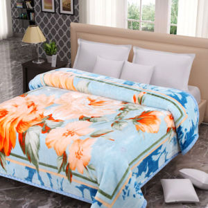 LA FLORA Rachel Mink Couverture Raschel d'hiver européenne 100% polyester, fabriquée à la main, qualité supérieure, motif floral joyeux, unie - Product Image 2