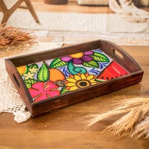Printed <b>Wooden</b> Tray With Custom Logo And Artwork Stylish Printed Tray For Home And Kitchen Decor - Product Image 1