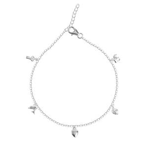 Compre Tobilleras/Payals de Plata 925 100% Auténtica para Mujeres y Niñas, Chapadas en Oro de 14K con una Bonita Piedra Principal de Diamante, Material Principal Oro - Product Image 1