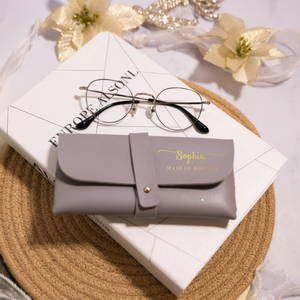 Estuche para Gafas de Cuero Genuino Personalizado, Semirrígido, Tamaño Personalizable, Diseño Sólido, Regalo para Damas de Honor, Recuerdo de Fiesta de Bodas - Product Image 6