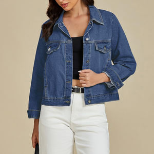 Vestes en jean pour femmes à la mode de rue au prix de gros Vestes en jean pour femmes à col rabattu à vendre en ligne - Product Image 5