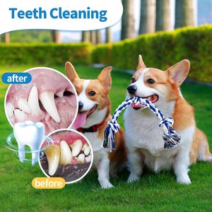 Commande en gros expédiée interactive non toxique 3 nœuds coton blanc naturel dur chien corde jouets à mâcher pour chiens de taille moyenne - Product Image 5