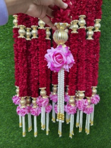 Rosa tela jazmín cadena Eid flor guirnalda evento Sur indio boda Floral decoración nupcial ducha Diwali Holi decoración del hogar - Product Image 3