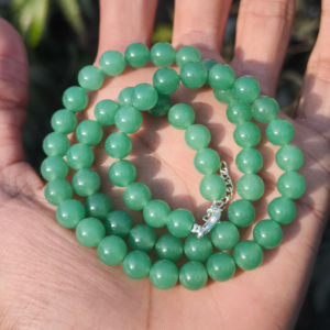 Collier statement en argent sterling avec perles d'aventurine verte naturelle, perles de pierres précieuses de 8 mm, bijoux de guérison, cadeau pour mariage - Product Image 1