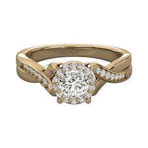 Bague de fiançailles halo à tige torsadée avec diamant rond - Product Image 1