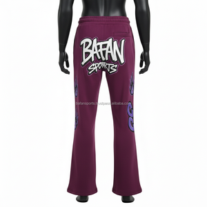 Pantalon évasé pour femmes, de haute qualité, en mélange de coton 300 GSM, molleton, couleur marron, streetwear, logo personnalisé imprimé, pantalon évasé pour femmes - Product Image 2