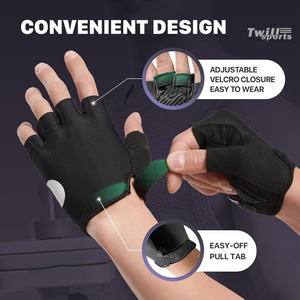 TWILLSPORTS-Guantes de Nailon Acolchados para Hombre, Correa de Muñeca, Soporte para Entrenamiento, Medio Dedo, Gimnasio, Fitness, Acolchado, para Entrenamiento - Product Image 5