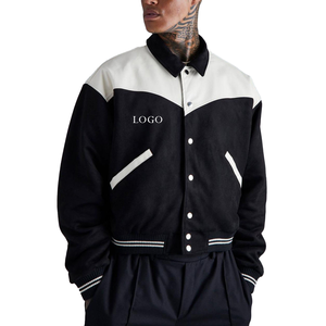 Veste universitaire tendance pour homme en laine de haute qualité, grande taille 6XL, manches en cuir véritable, patchs en chenille, broderie, col montant pour l'hiver - Product Image 4