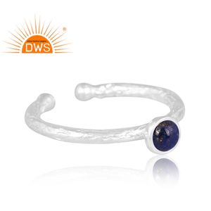 Best Quality Fine Sterling Silver Natural Lapis Lazuli Gemstone <b>Adjustable</b> <b>Ring</b> Custom Jewelry For Women Gift For Her - Product Image 2