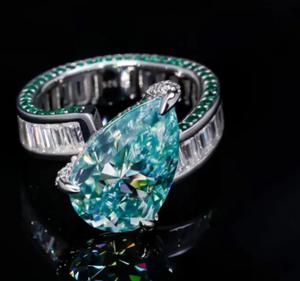 แหวนเพชรมอยส์ซอไนต์รูปลูกแพร์10ct เงิน925สำหรับงานแต่งงานรูปทรงแฟนซี - Product Image 2