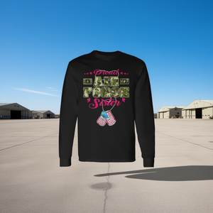 T-shirt militaire à manches longues pour frères et sœurs, motif camouflage Air Force, drapeau américain, plaque d'identification militaire, T-shirt promotionnel fièrement porté - Product Image 3