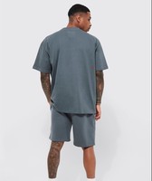 Ensemble de t-shirt à manches courtes en tricot respirant brodé et short assorti pour homme, style décontracté d'été, par Huzaifa Products