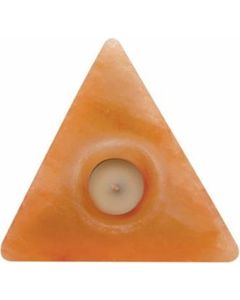 Hermosa forma de triángulo de portavelas de sal de roca rosa con estilo de flor tallada - Product Image 2